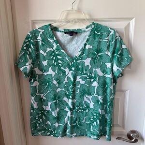 Tommy Hilfiger Green Floral V-Neck Tee
